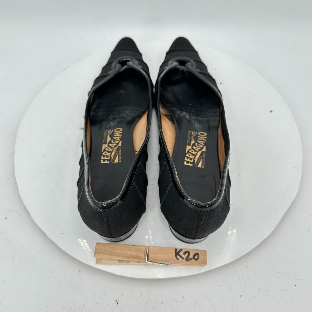 Salvatore Ferragamo Women Size 8D Black Leather Pointed Toe Slip On Flat Shoes - Picture 9 of 11